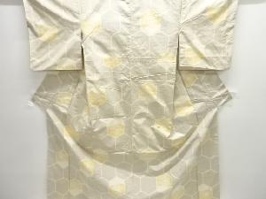 アンティーク　亀甲に花模様織出し十日町紬着物